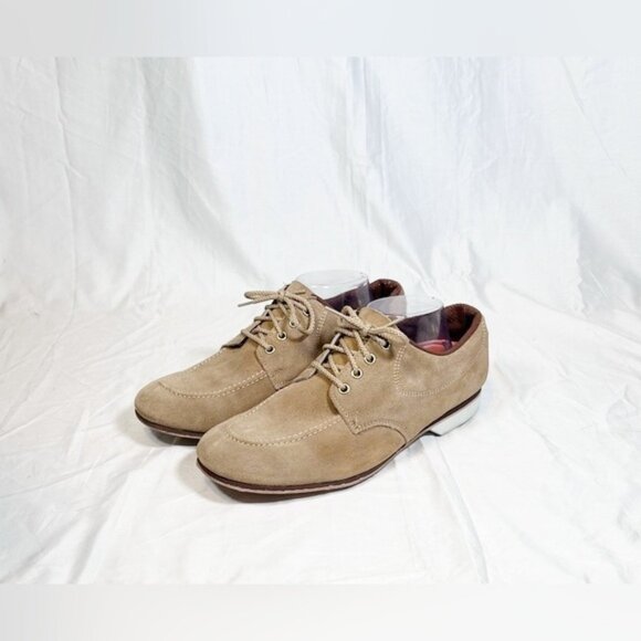 Vintage Mens Tan Suede Split Leather Bowling Shoes~9.5~USA - Picture 1 of 7